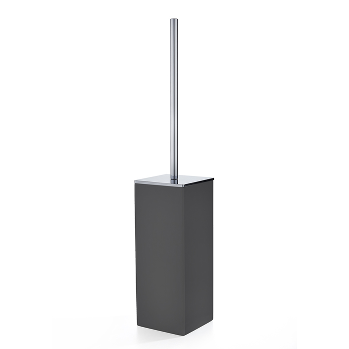 3SC Mood Black Туалетный ёршик, напольный, композит Solid Surface, цвет: чёрный матовый/хром