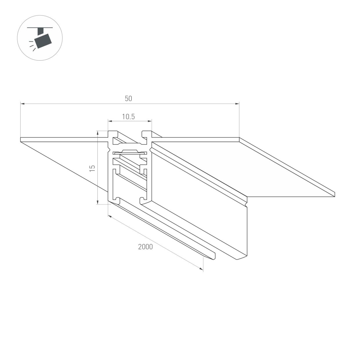 Шинопровод магнитный встраиваемый Arlight MAG-MICROCOSM-TRACK-4115-FDW-2000 (WH) (IP20 Металл) 062719