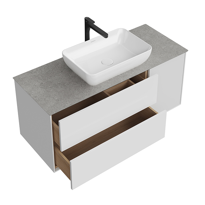 Kerama Marazzi PLAZA Modern Тумба подвесная 120x48см, 3 ящика, цвет: белый / дуб виченце