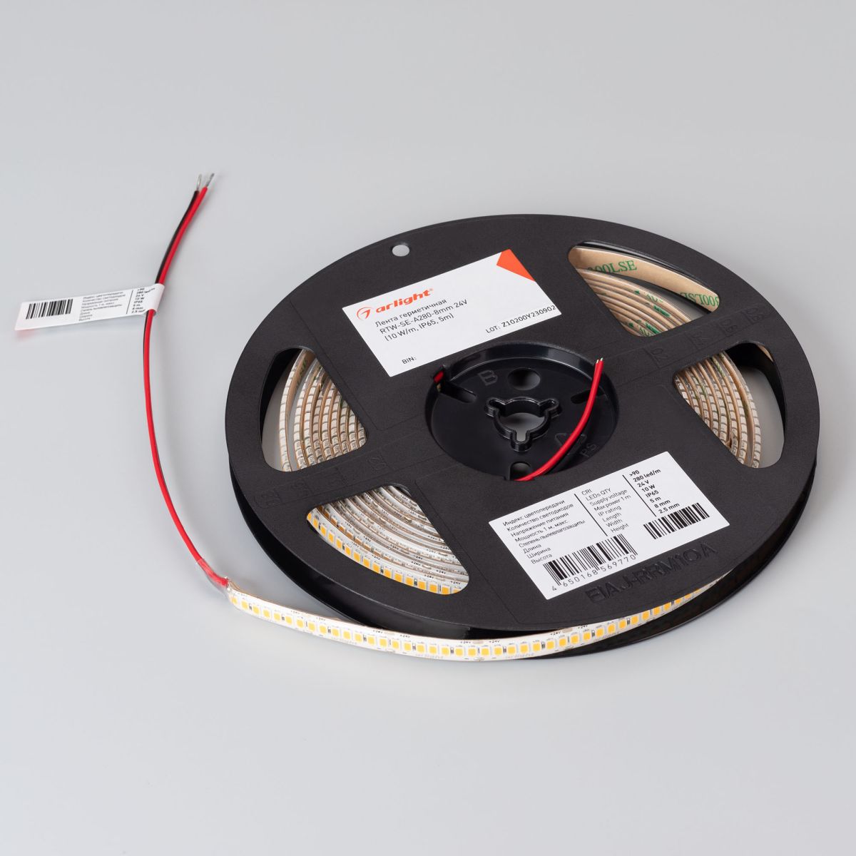 Светодиодная лента герметичная Arlight RTW-SE-A280-8mm 24V Warm3000 (10 W/m, IP65, 2835, 5m) 045561(1)