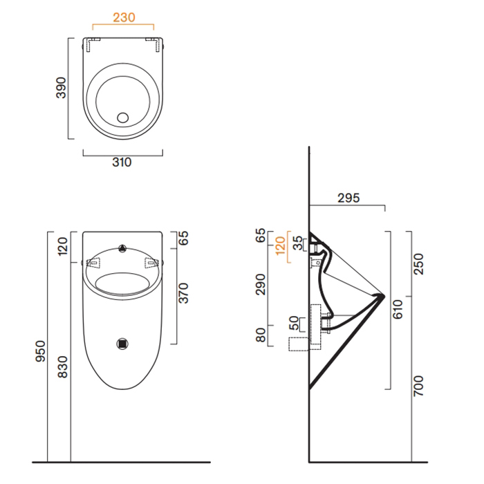 Catalano Comfort Писсуар 61х31см, цвет: белый глянцевый