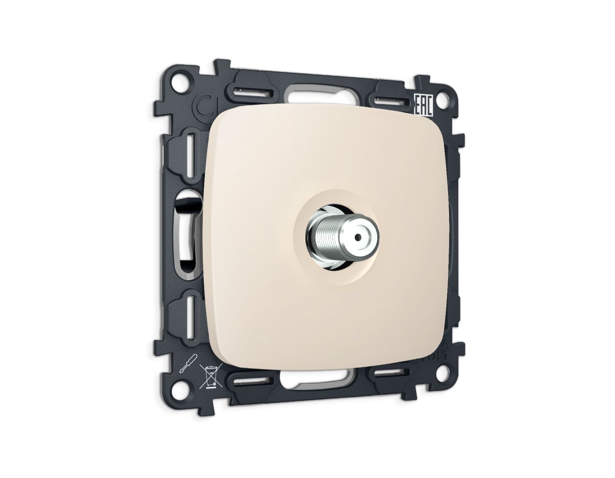 Комплект механизма TV розетки Ambrella Volt SAT 5-2400MHz 3.5dB OMEGA MO333050 Бежевый матовый QUANT (OP3330, VM215)