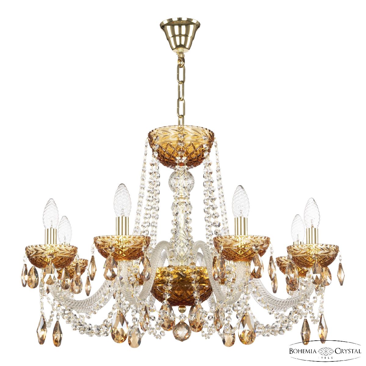 Подвесная люстра Bohemia Ivele Crystal 5402/8/240 G Amber/M-1F K721