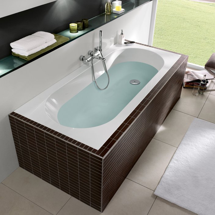 Villeroy&Boch Oberon Ванна 170х75х45см., встраиваемая, слив, ножки, Quaryl, цвет: альпийский белый