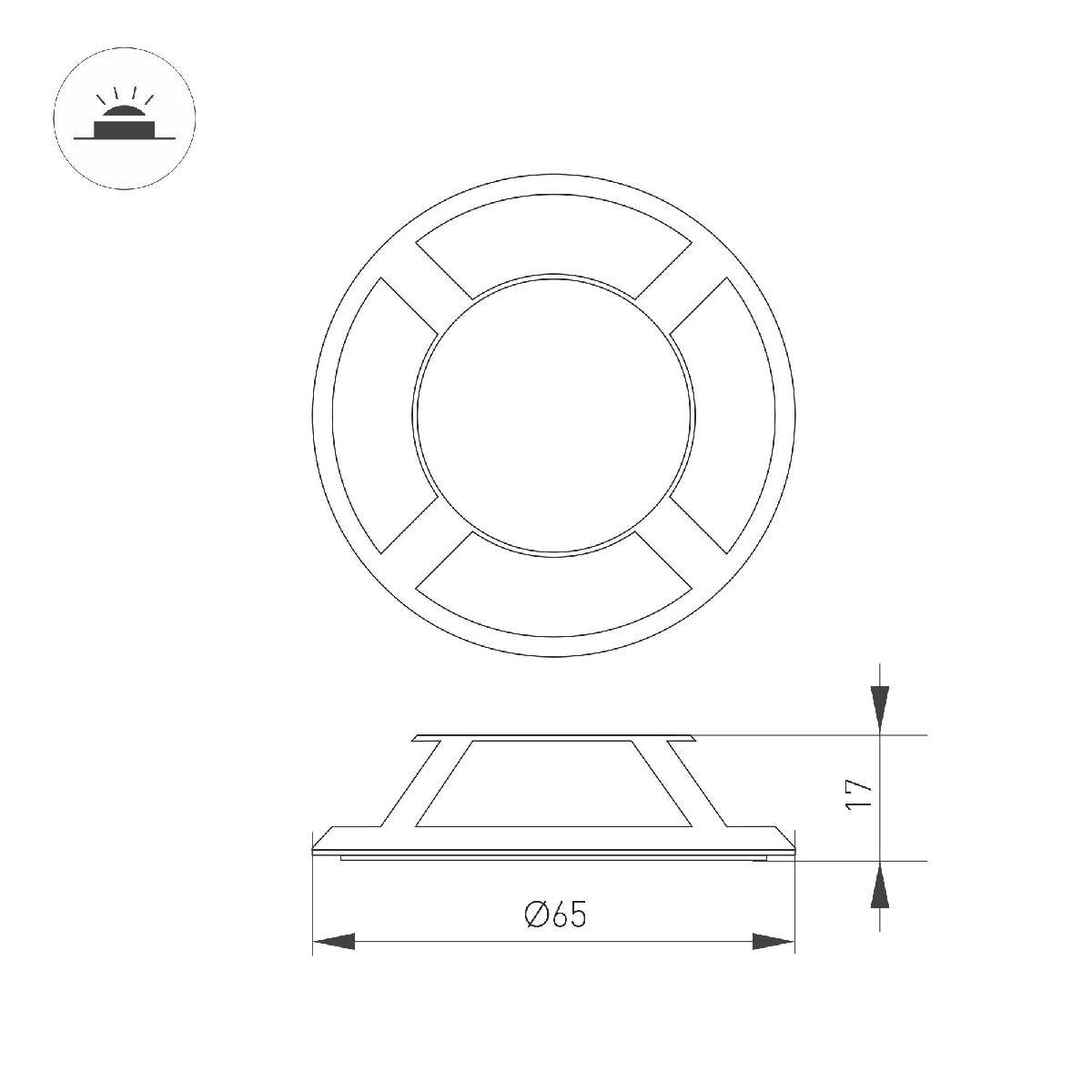 Накладка Arlight ART-DECK-CAP-LID4-R65 (SL, STEEL) 045353