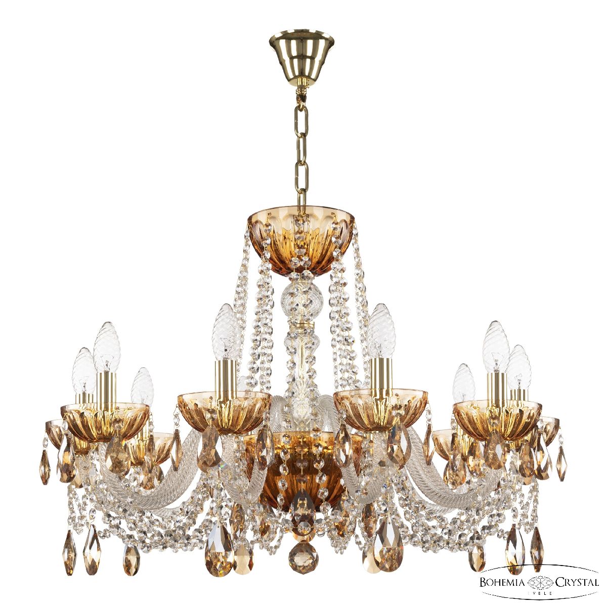 Подвесная люстра Bohemia Ivele Crystal 5402/10/240 G Amber/M-1H K721