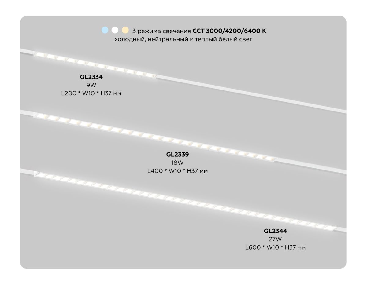 Трековый магнитный светильник с переключателем цв. темп. Ambrella Light GL2334
