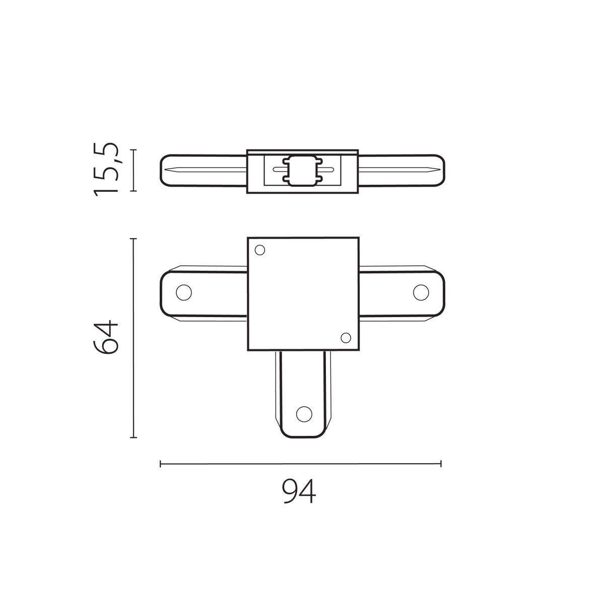 Соединитель T-образный однофазный к 50202X-P, 50203X-P Barra Lightstar 502137-P