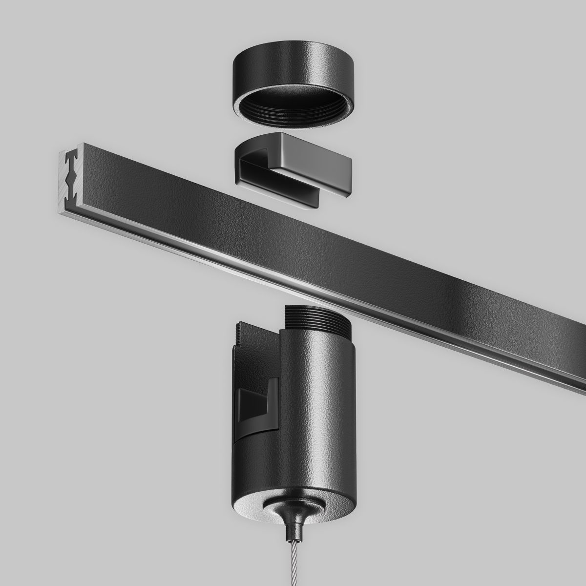 Коннектор с тросовым подвесом для магнитного шинопровода Maytoni Technical Tau Flarity TRA154SW-1B