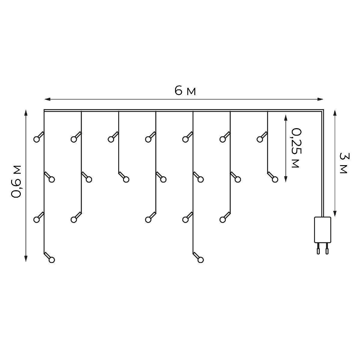 Гирлянда Бахрома Uniel ULD-B6006-080/STK BLUE IP44 UL-00012075