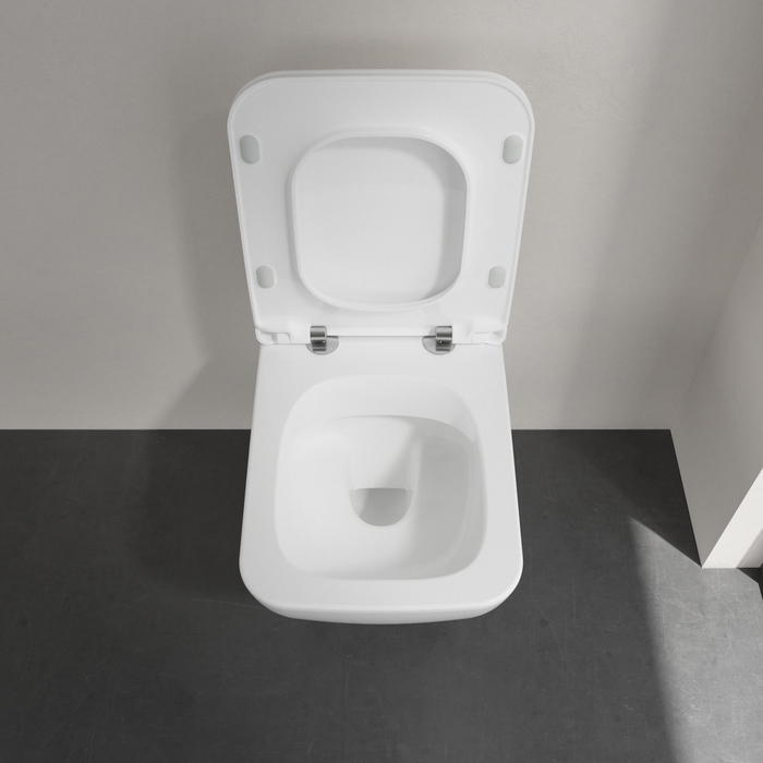 Villeroy&Boch Venticello Унитаз подвесной 37.5х56х33см., безободковый, в комплекте сиденье SlimSeat Line c микролифтом, CeramicPlus, цвет: альпийский белый