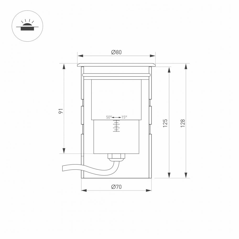 Ландшафтный светодиодный светильник Arlight ART-Ground-Zoom-R80-8W Warm3000 028065