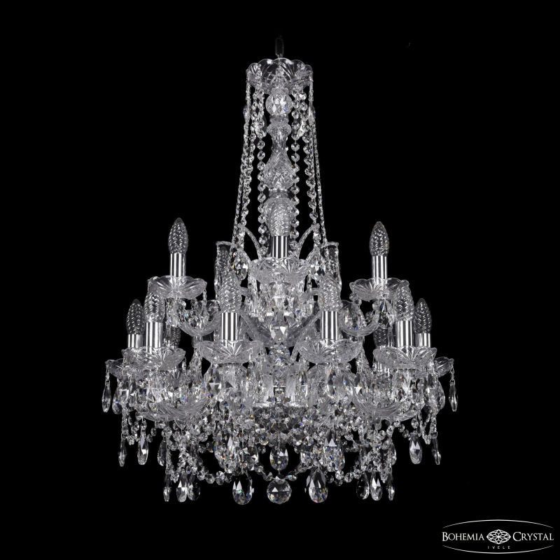 Подвесная люстра Bohemia Ivele Crystal 1411/10+5/195/h-77/2d Ni