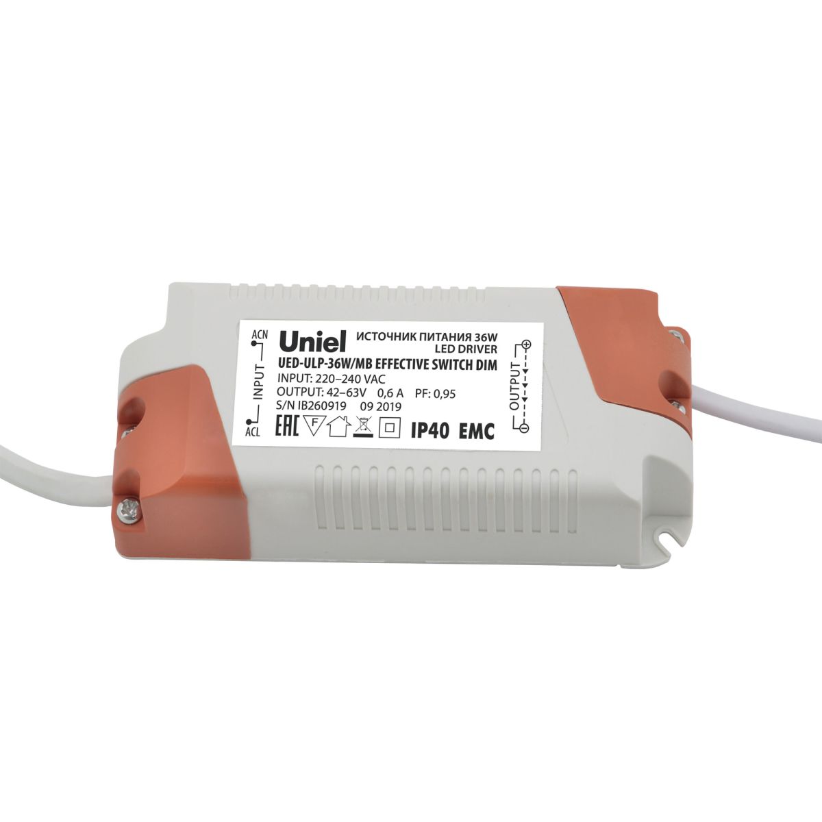 Блок питания диммируемый для светодиодных панелей ULP-36W Uniel UED-ULP-36W/MB EFFECTIVE SWITCH DIM UL-00006491