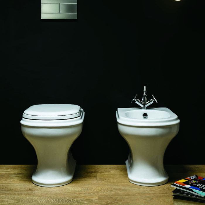 Azzurra Charme Биде напольное 52x40xH42 см с 1 отв., c креплением KIT 2000 CF, цвет: Bianco lucido