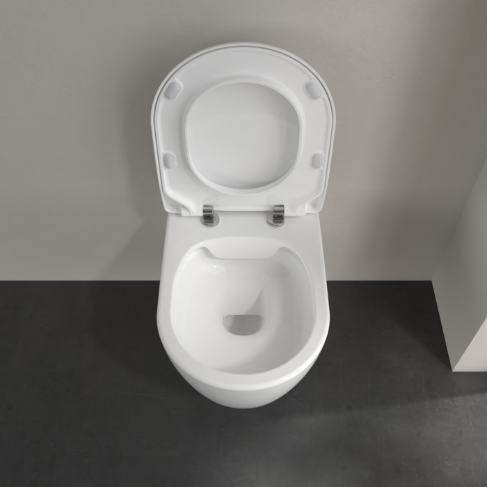 Villeroy&Boch Avento Сиденье для унитаза, с микролифтом, тонкое, цвет: белый/нержавеющая сталь