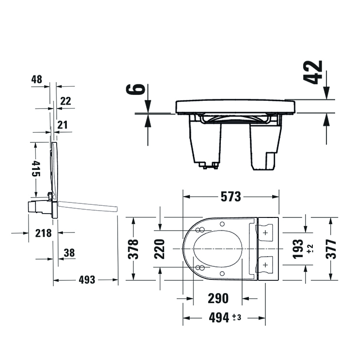 Duravit Starck F Plus Унитаз подвесной, безободковый, с сиденьем Sensowash, с покрытием Hygieneglaze, цвет: белый