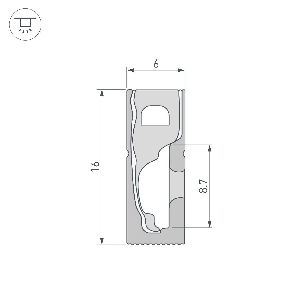 Силиконовый профиль Arlight WPH-FLEX-0616-SIDE-S9-5m BLACK 045788