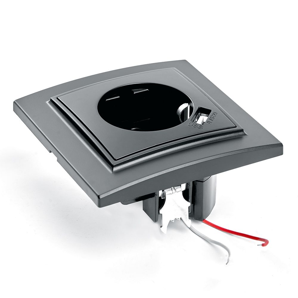 Розетка 1-местная с USB Stekker PST16-9011-03 с защитной шторкой 39480