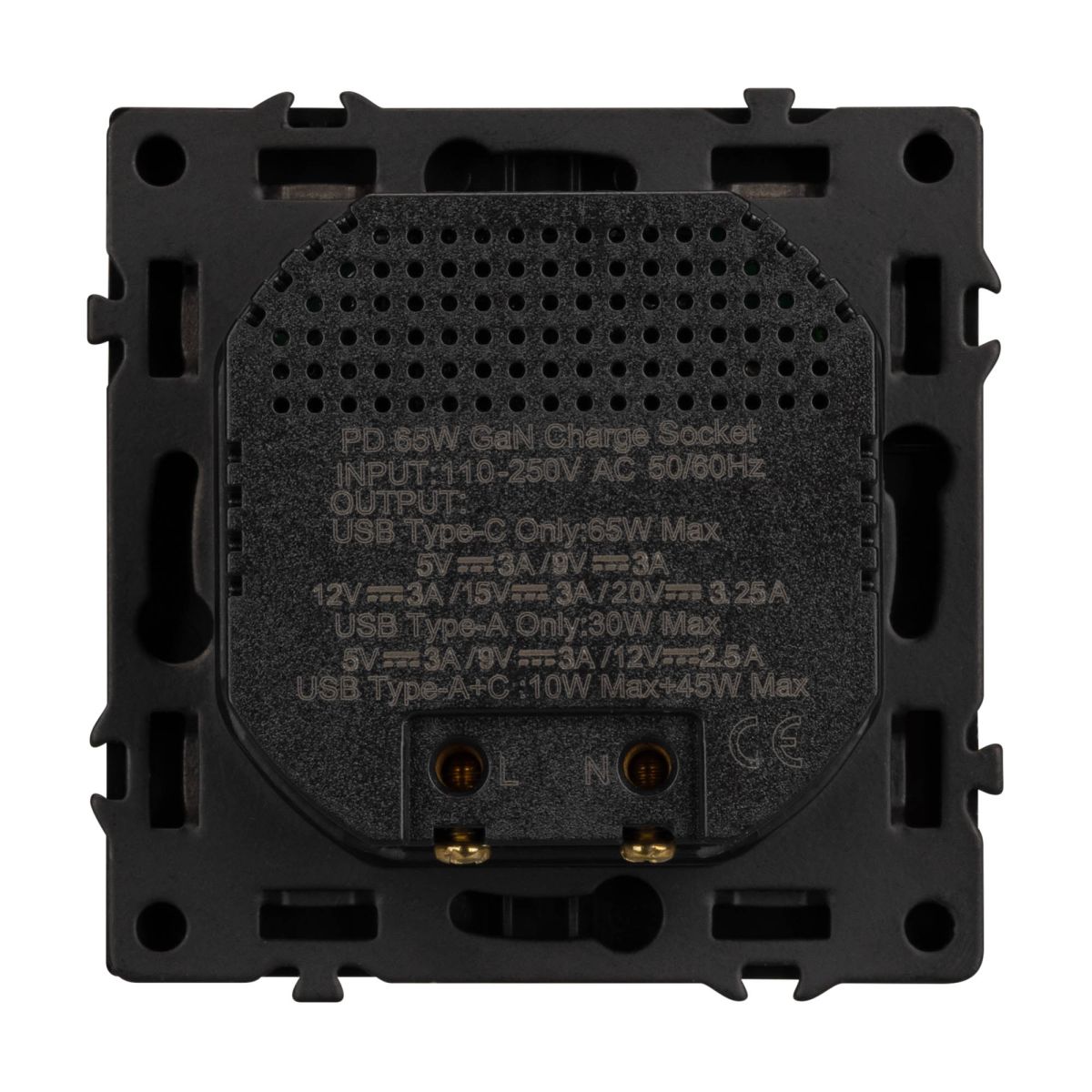 Механизм розетки с быстрой USB зарядкой Arlight SCT-NOBE-MUAC-SFPL-FC-BK (65W, QC3) 054317