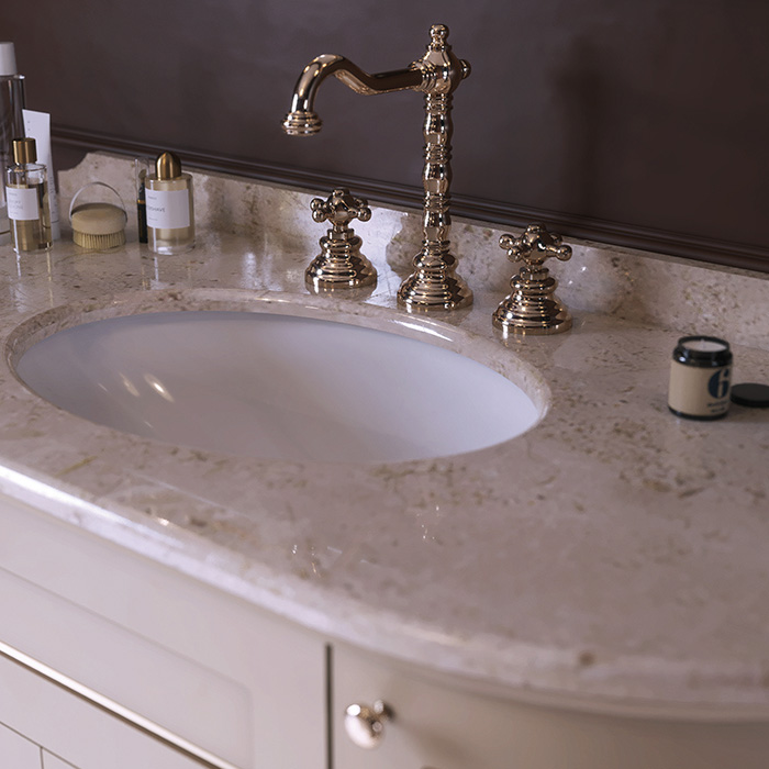 TW York Nuovo Комплект мебели с мраморной столешницей с 3 отв., 130см, напольный, цвет: белый / золото, мрамор: diano