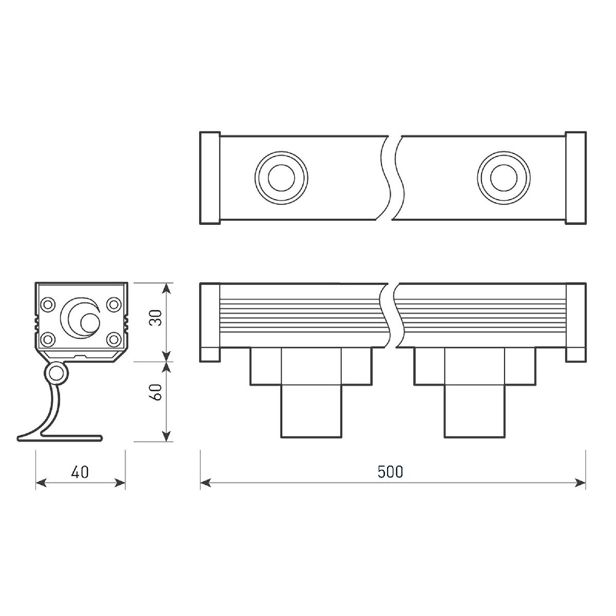 Линейный прожектор Arlight AR-LINE-500-12W Warm (GR, 30 deg, 230V) 037369(1)