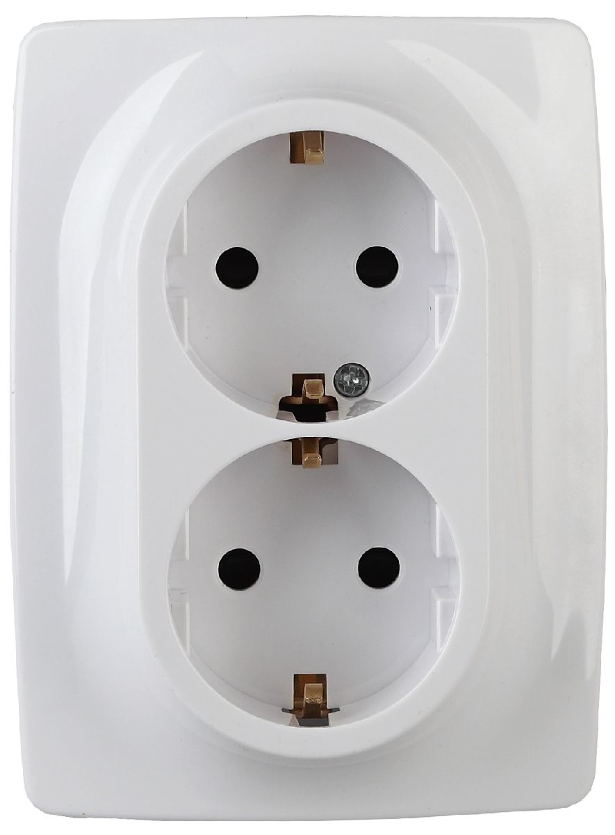 Розетка 2x2P+E Schuko со шторками Эра 12-2108-01 Б0036442