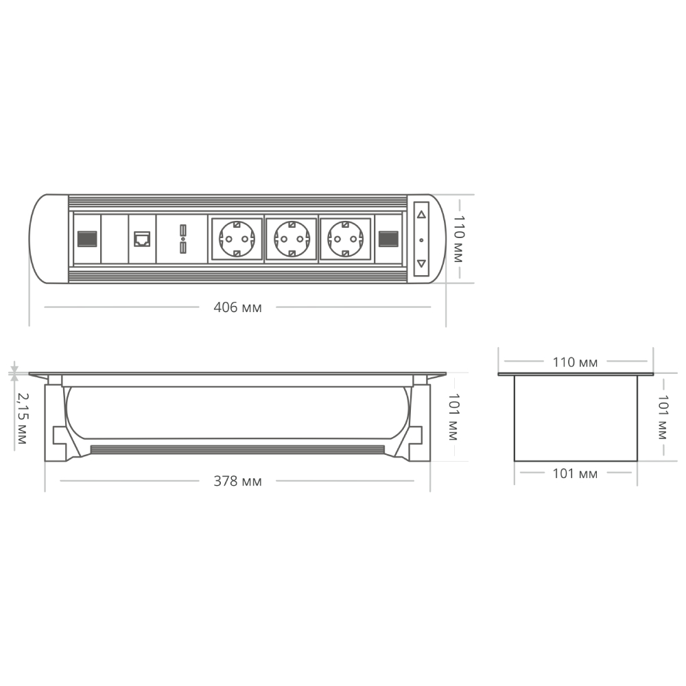 Блок розеток МХ-107 (3 секции, 2 USB и RJ-45) Mebax 00-00001185