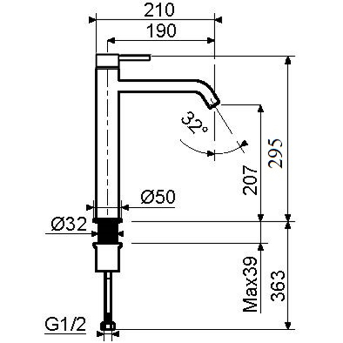 Plumberia Selection IXO Смеситель для раковины, на 1 отв., высокий, h28.5см., цвет: золото брашированное