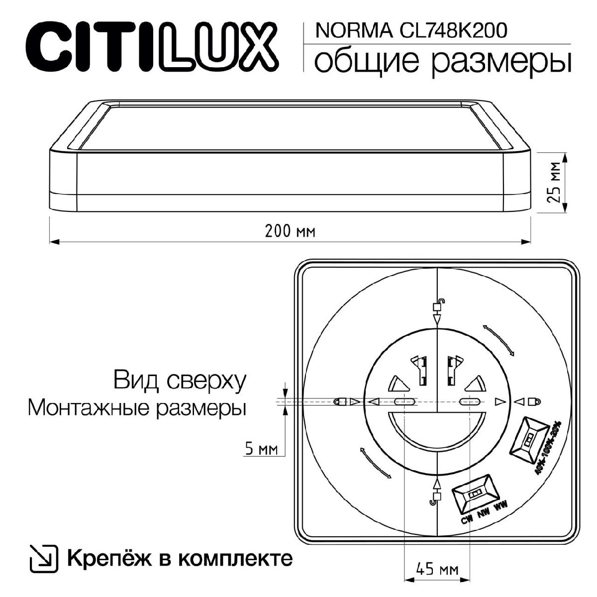 Настенно-потолочный светильник Citilux Norma CL748K200