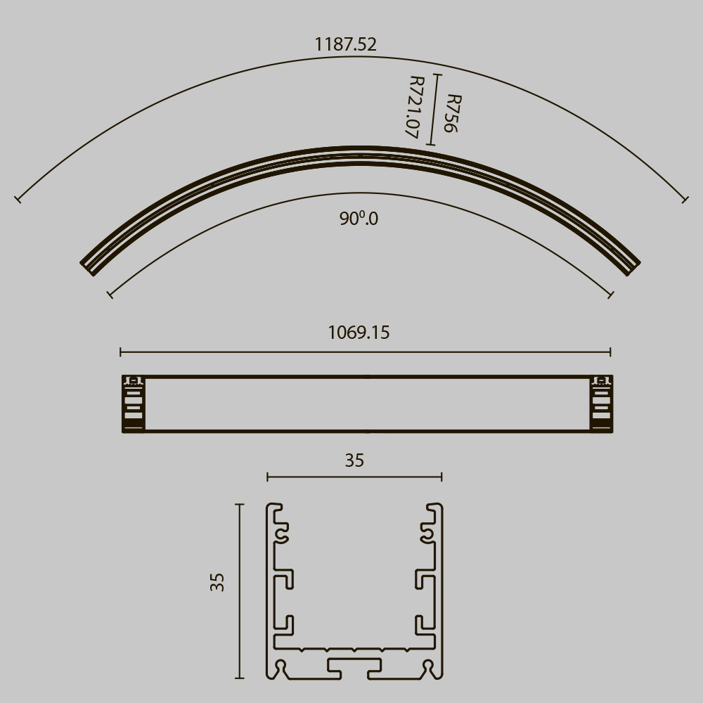 Радиусный профиль Maytoni Led strip ALM-3535R-B-IN-90°-1.5M