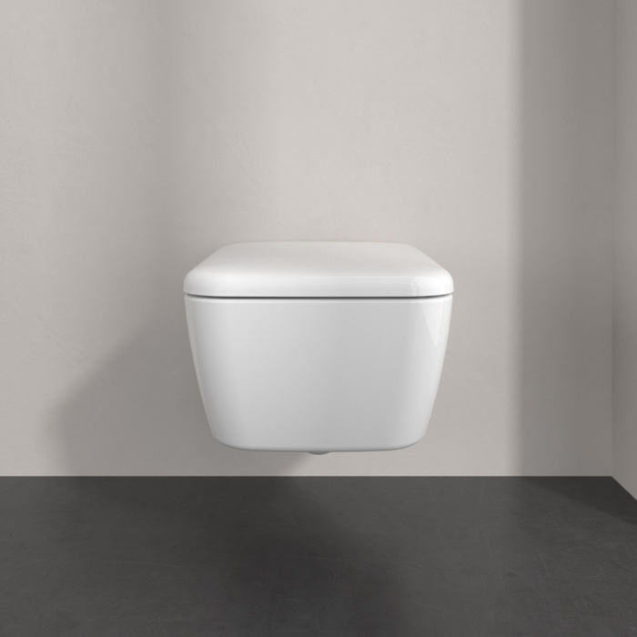 Villeroy&Boch Skyla Унитаз подвесной 37x53см, безободковый, смыв Tornado, сиденье SoftClosing, цвет: альпийский белый