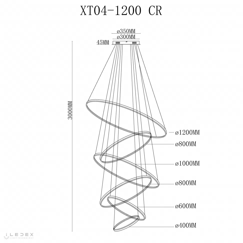 Подвесная люстра iLedex Axis XT04-D1200 CR