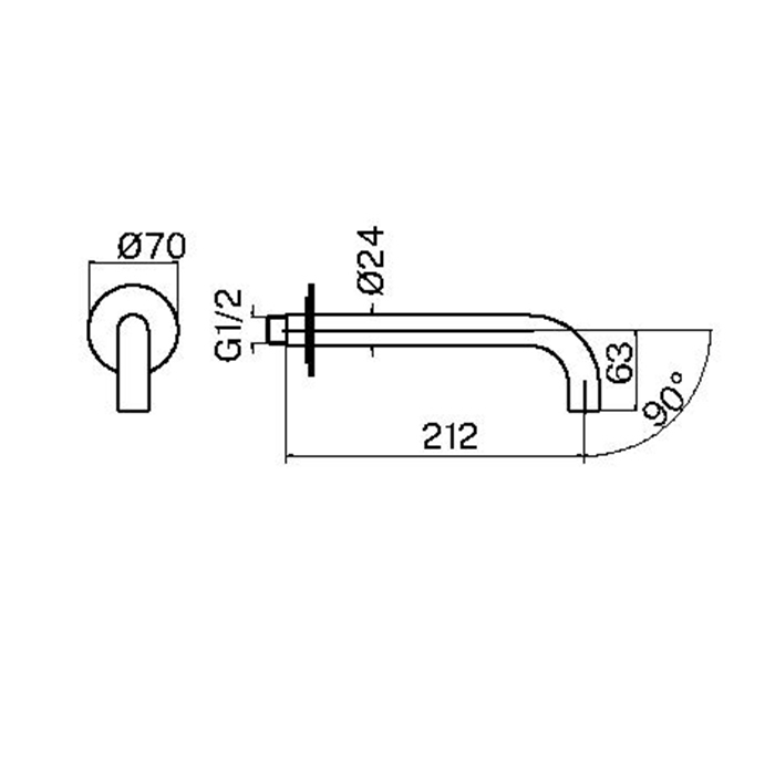 Plumberia Selection IXO Излив для ванны, настенный, длина: 21см., цвет: белый матовый