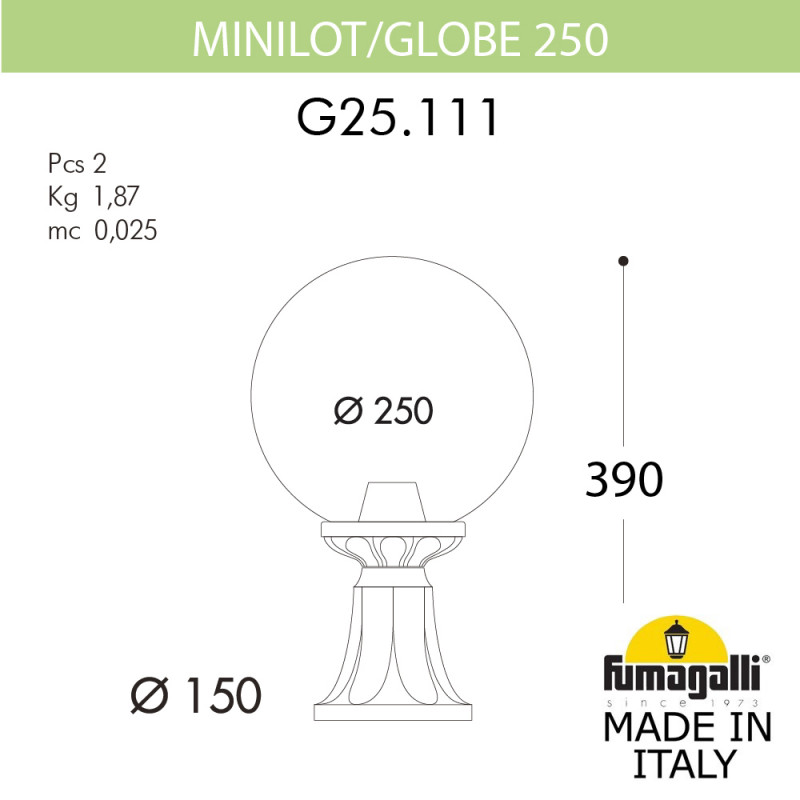 Садовый светильник Fumagalli G25.111.000.WXE27