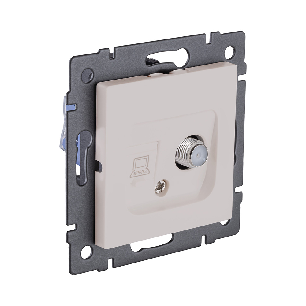 Розетка двойная спутниковая SAT + RJ45 Cat.6, кашемир матовый Kollinger REA-014CM для Aspekt, Eleganz, Reflex