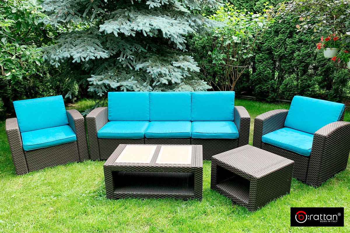 Комплект чехлов на подушки для мебели Раттан Премиум / Rattan Premium, нео изумруд