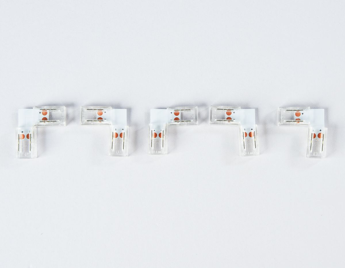 Соединитель угловой L для светодиодной ленты COB 8mm 12/24V (2 конт.) GS6851 (5шт) Ambrella Light Illumination GS6851