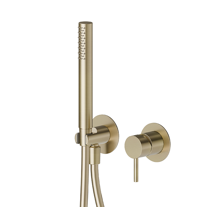 Newform X-STEEL 316 Смеситель для душа, встраиваемый, с ручной душ, шланг 150 см, цвет: PVD Brushed pale gold