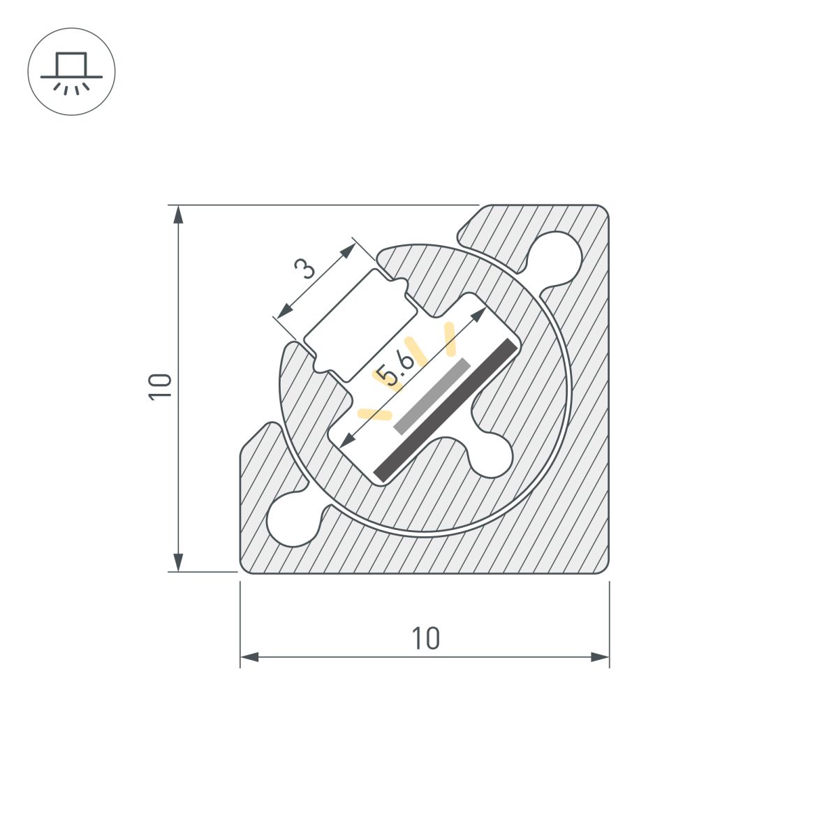 Профиль с экраном Arlight SL-KANT-H10-ROTATE-2000 CHAMPAGNE GOLD (Алюминий+пластик) 055323