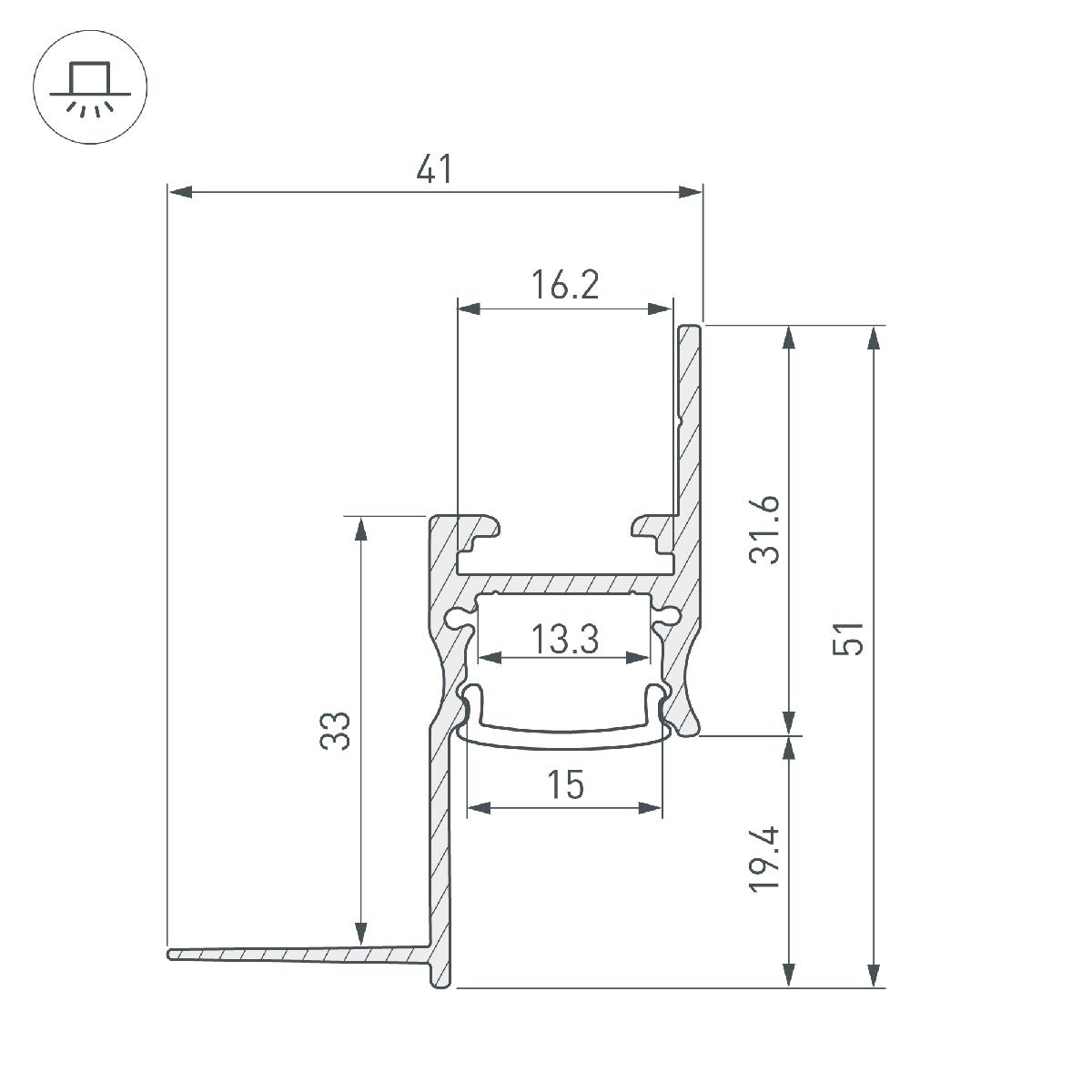 Алюминиевый профиль Arlight ARH-СEIL-S14-SHADOW-2000 WHITE 038594