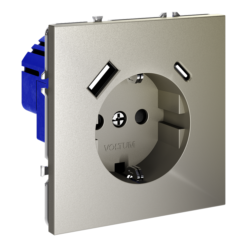 Розетка с USB, A+C Voltum S70 VLS040504 (шелк)