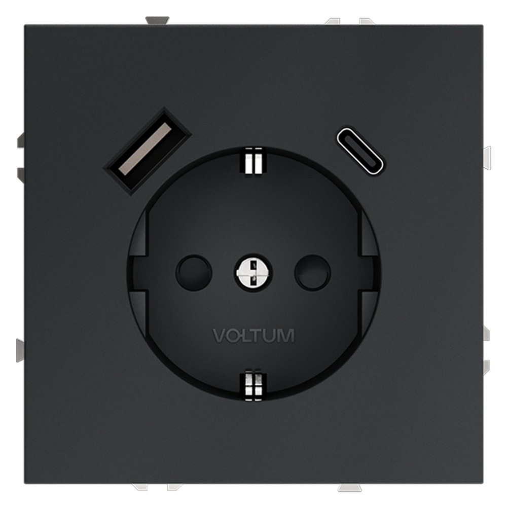 Розетка с USB, A+C Voltum S70 VLS040507 (графит)