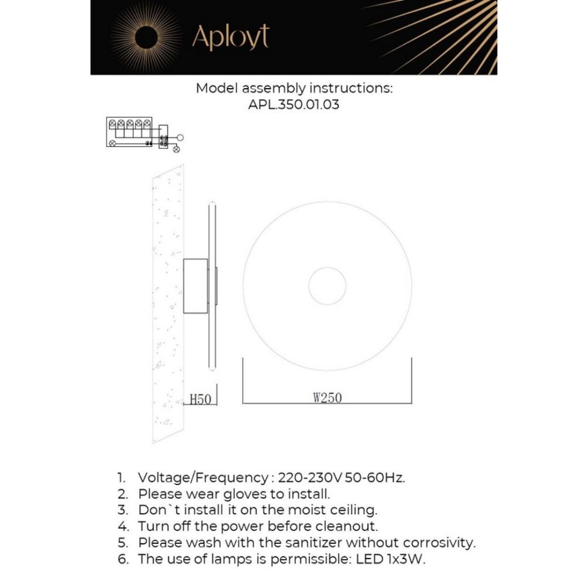 Настенный светильник Aployt Stusia APL.350.01.03