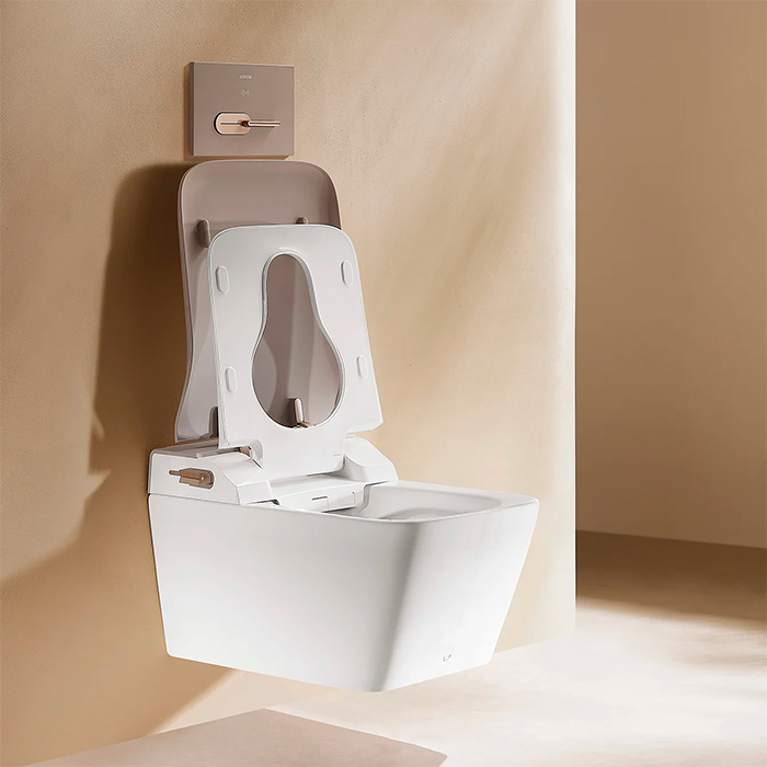 Arrow Glacier Унитаз Smart с функцией биде, 41x60см, подвесной, безободковый, клавиша смыва, EU, цвет: белый / бежевый