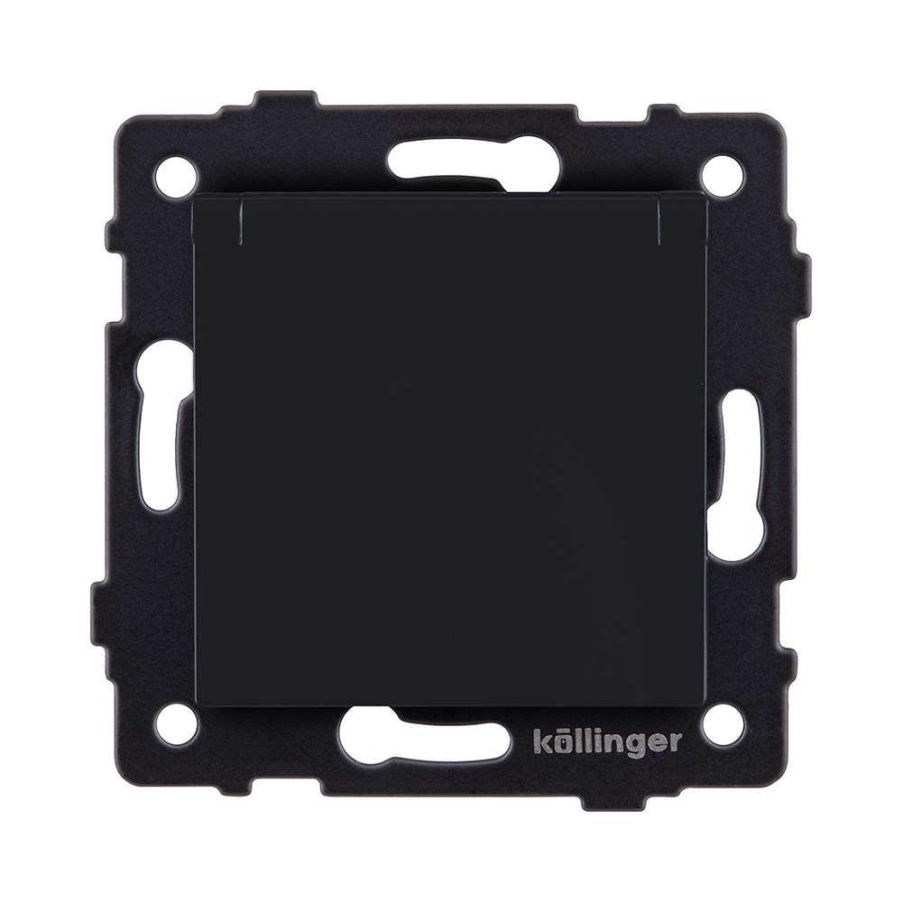 Розетка штепсельная SCHUKO 16A/250 В с крышкой, черный матовый Kollinger REA-006BM для Aspekt, Eleganz, Reflex