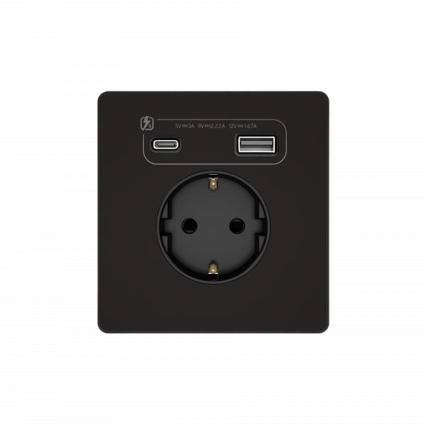 Розетка с заземлением со шт. с USB А+С 20Вт Systeme Electric Systeme Infinity Полярная ночь FSE001032