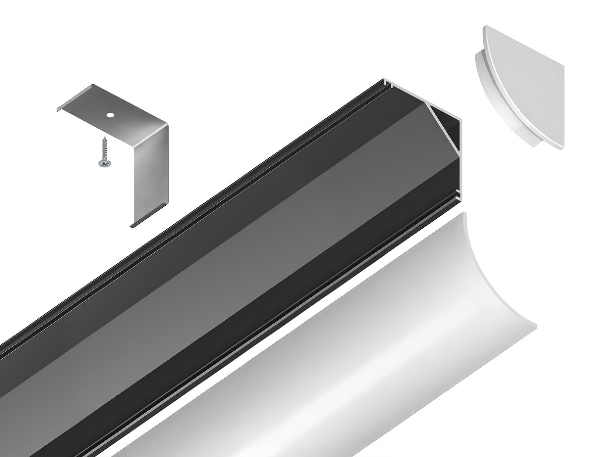 Алюминиевый угловой профиль Ambrella Light Alum Profile GP2100BK