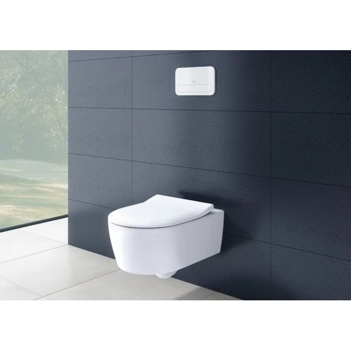 Villeroy&Boch Avento Унитаз 37х53х31см.,подвесной, безободковый, в комплекте сиденье SlimSeat с микролифтом, цвет: альпийский белый