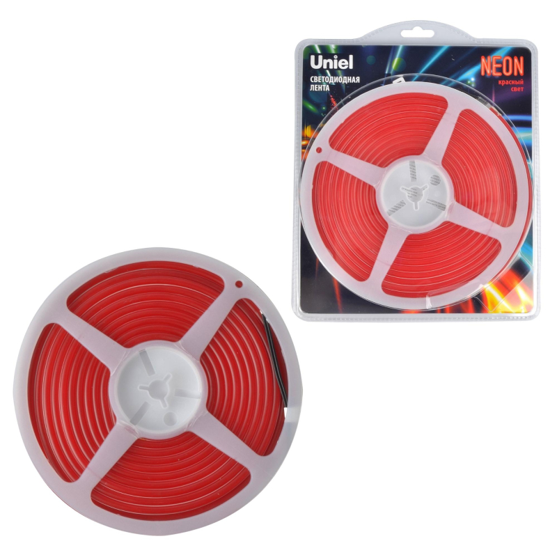 Светодиодная лента Uniel ULS-N01-2835-120LED/m-6mm-IP67-DC12V-9W/m-5M-RED блистер